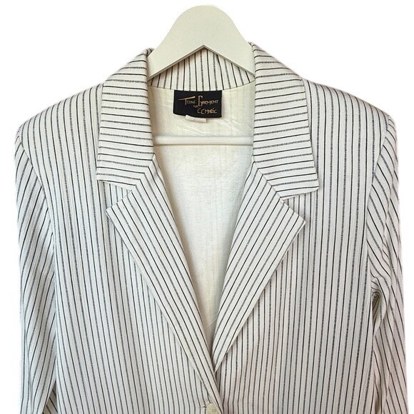 Vintage‎ Women's Toni Garment by CC Magic Striped Blazer Jacket Size Medium - Picture 2 of 7